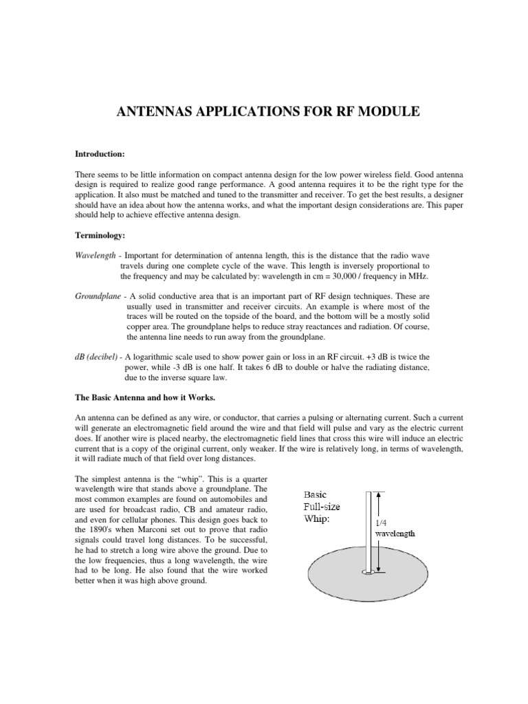 Antennas Applications For RF Module | PDF
