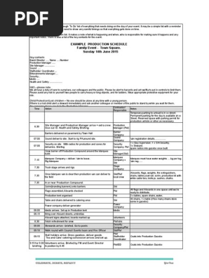 Event Production Schedule