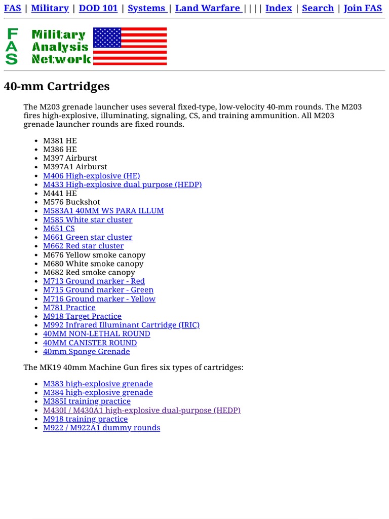 40 MM Cartridges | PDF