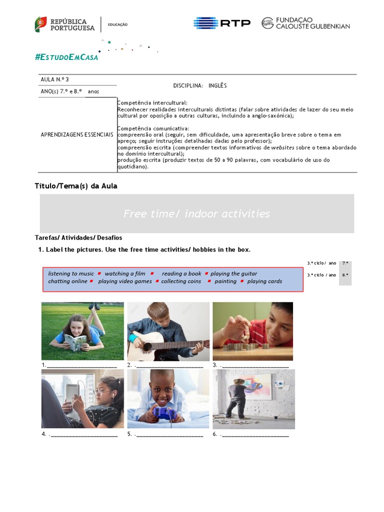 Ingles - Aula 3 - EstudoEmCasa | PDF | Artes Linguísticas e Disciplina ...