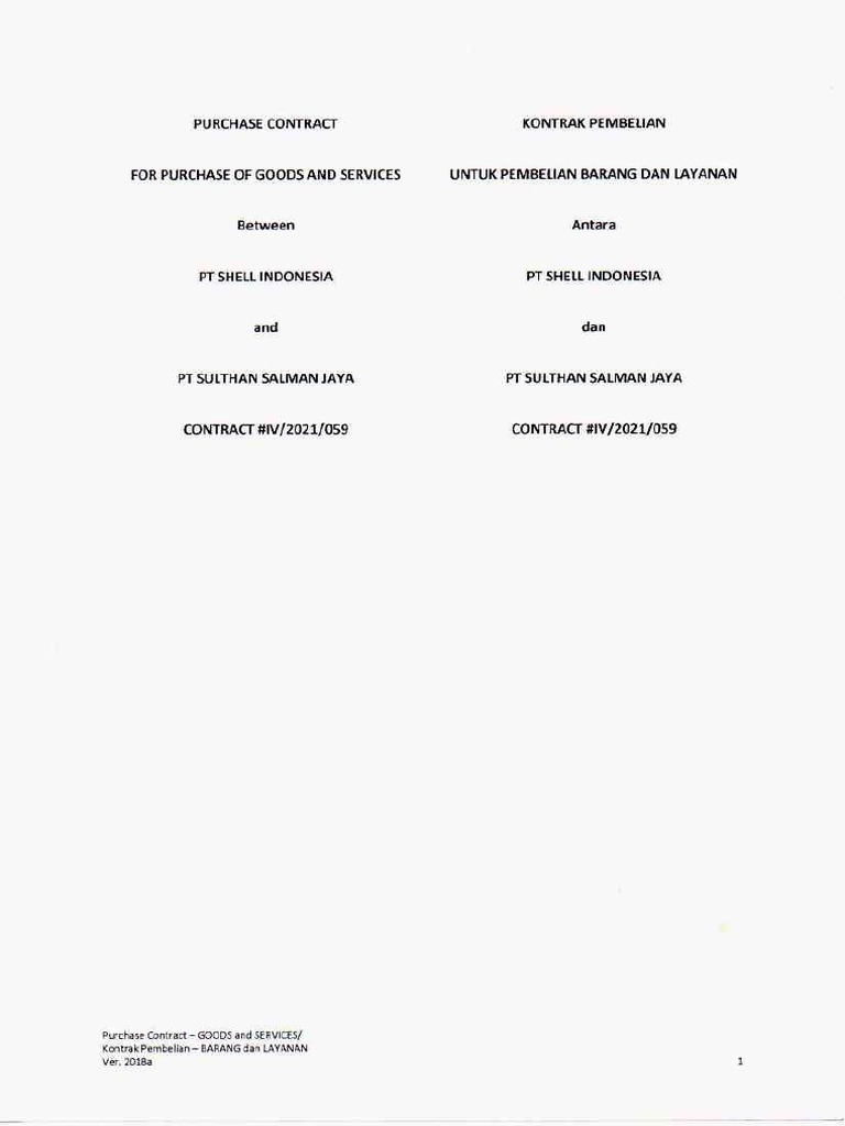 Purchase Contract Between PT Shell Indonesia & PT Sulthan Salman Jaya | PDF