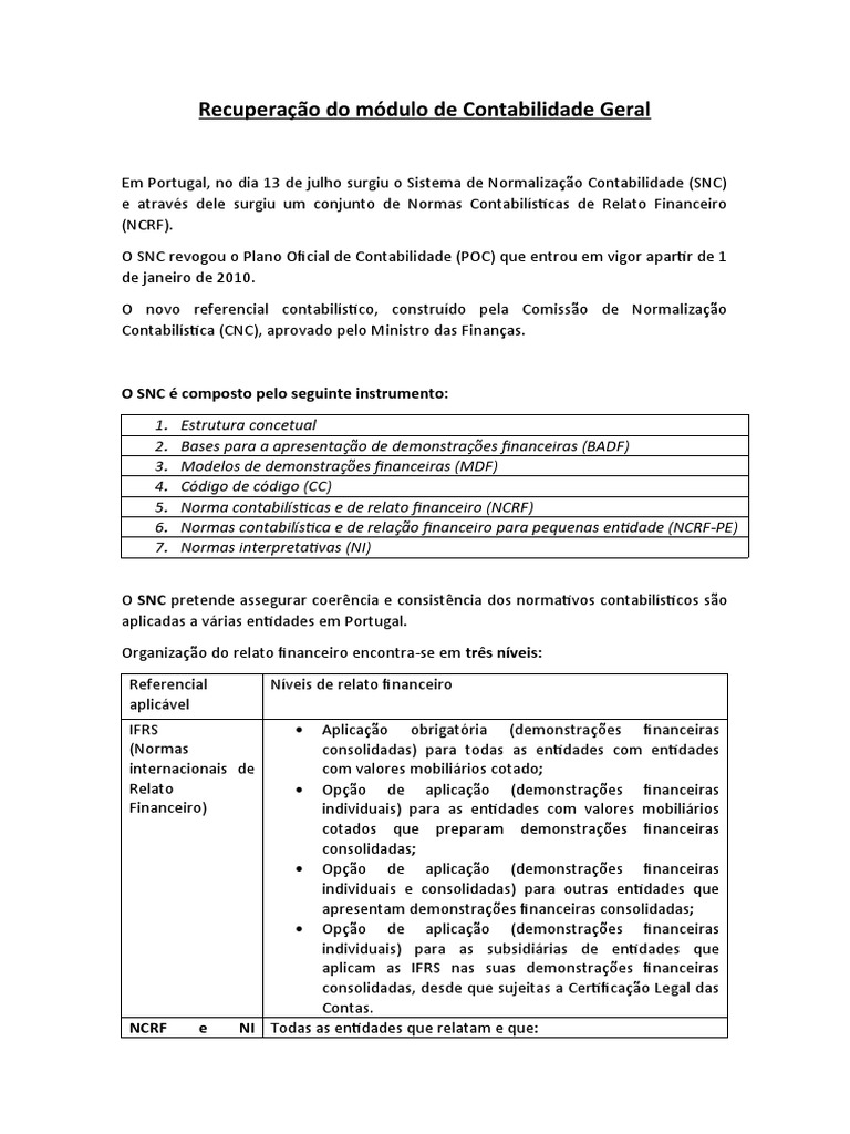 Recuperação Do Módulo de Contabilidade Geral | PDF | Contabilidade ...