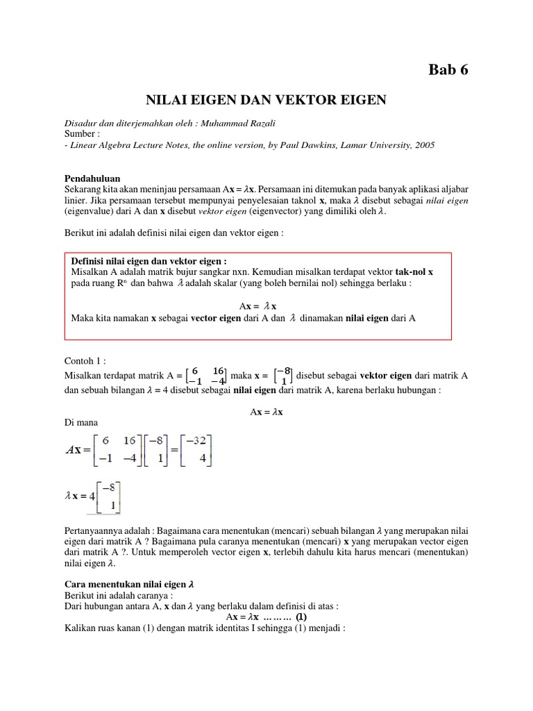 Nilai Eigen Dan Vektor Eigen, Nilai Eigen Matriks Segitiga | PDF