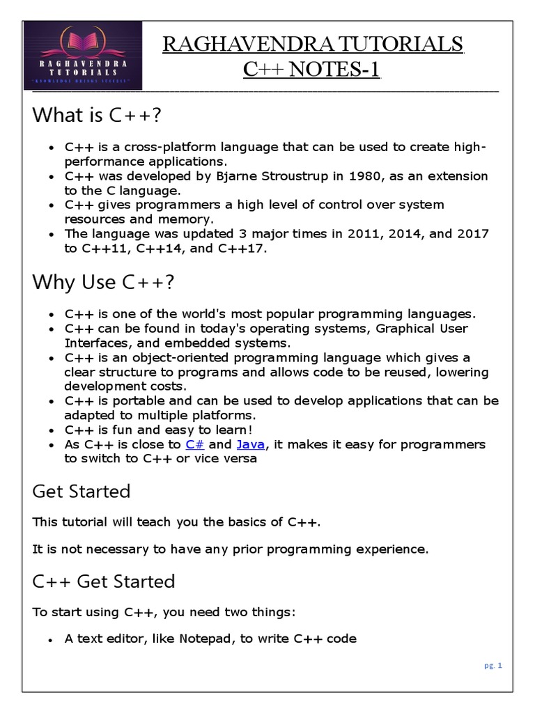 C++ Notes | PDF | C++ | Boolean Data Type