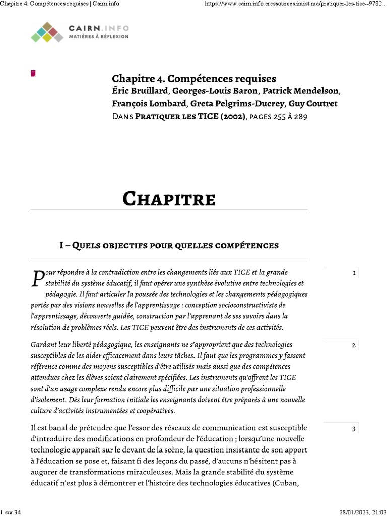Compétences nécessaires pour TICE | PDF