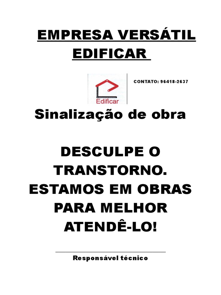 Desculpe o Transtorno: Estamos em Obras | PDF