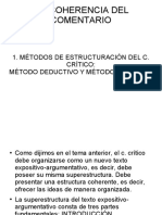 La Coherencia Del Comentario: 1. Métodos de Estructuración Del C. Crítico: Método Deductivo Y Método Inductivo