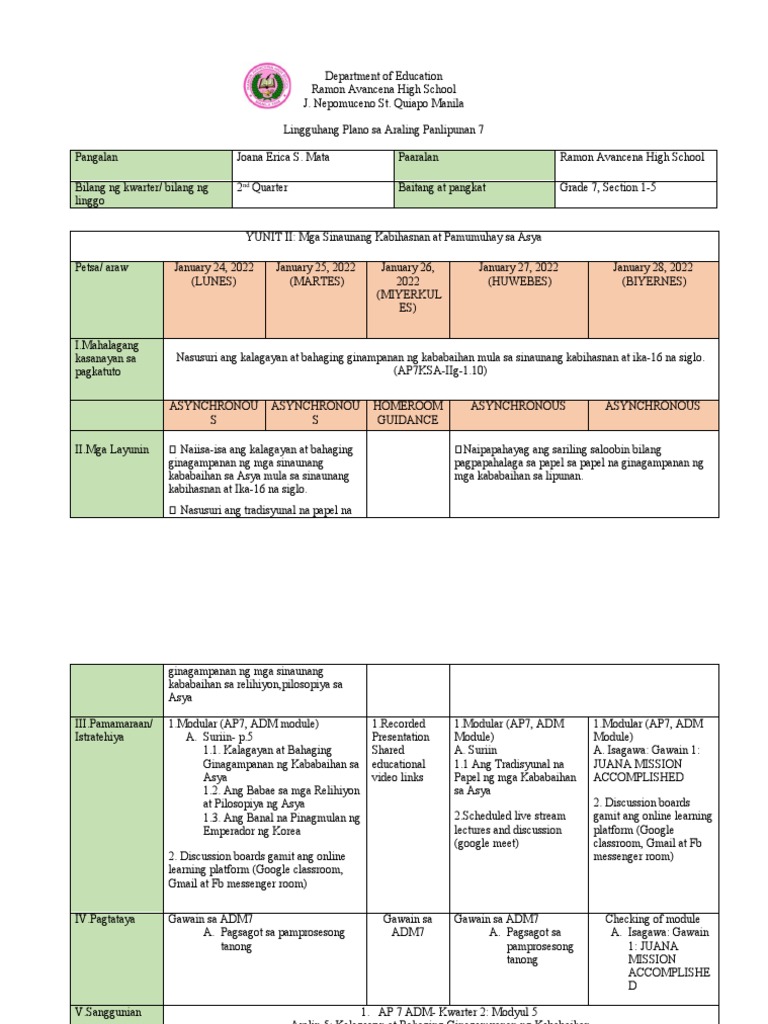 Block Plan - Asynchronous Class | PDF