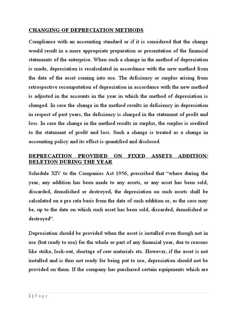 Changing Depreciation Pdf Depreciation Expense