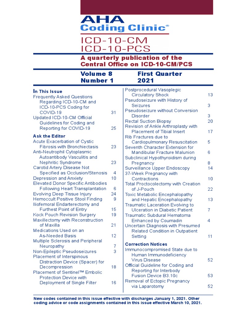 Coding Clinic 1st QTR 2021 PDF Hypothyroidism Injury