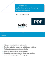 Tema 9 (I) Reducci On de La Dimensi On y Clustering: T Ecnicas Multivariantes