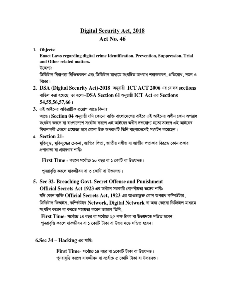 Digital Security Act 2018 PDF