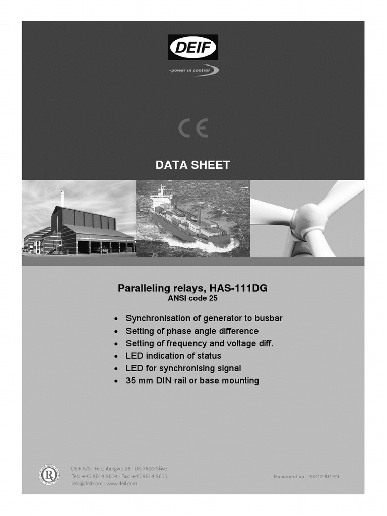 HAS-111DG Synchroniser Data Sheet | PDF | Alternating Current | Relay