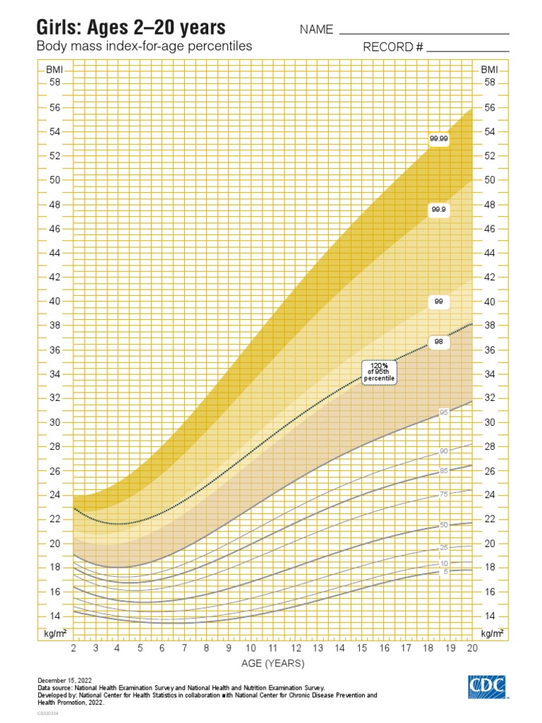 BMI Percentiles for Girls Ages 2-20 | PDF | Body Mass Index ...
