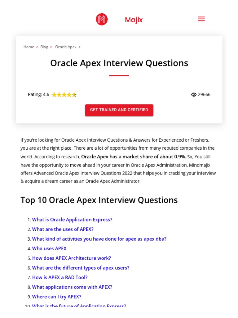Top 30+ Best Oracle Apex Interview Questions and Answers in 2022 | PDF ...