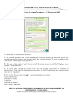 Avaliação Diagnóstica 7° de Língua Portuguesa - 1° Bimestre de 2023.