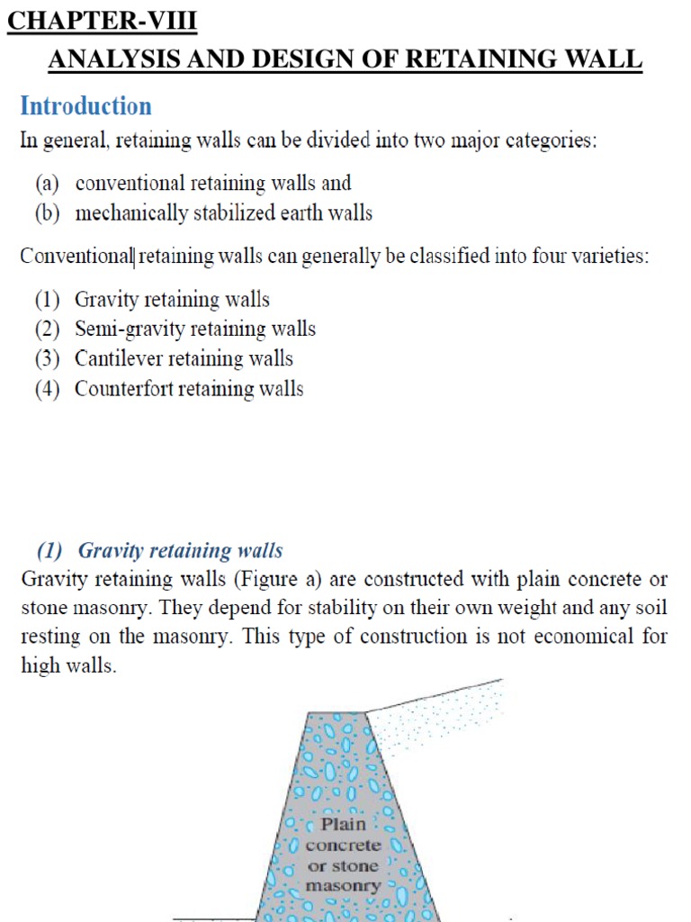 Retaining Wall Design and Analysis Guide | PDF | Silt | Soil
