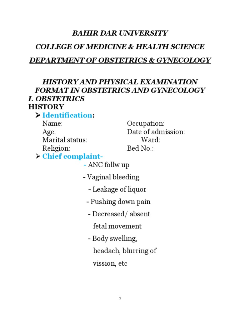 Hx And Px Obstetrics And Gynecology Pdf Pregnancy Vagina