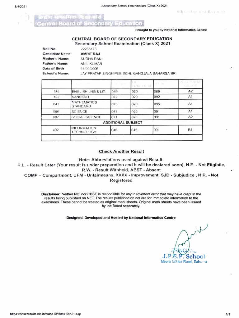 Cbse Marksheet PDF Educational Stages Educational Assessment And