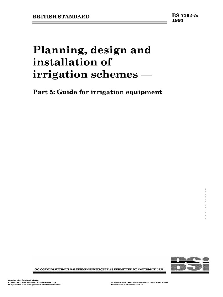 BS 7562 5 Irrigation | PDF | Fire Sprinkler System | Irrigation