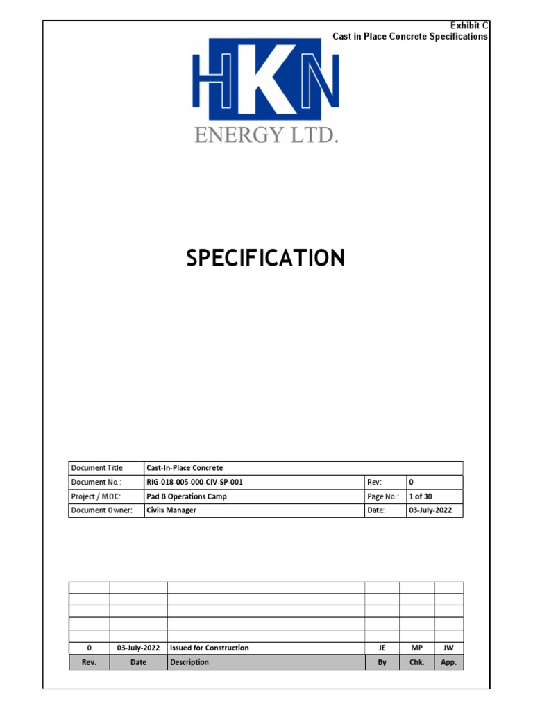 Cast-In-Place Concrete Specifications | PDF | Concrete | Cement