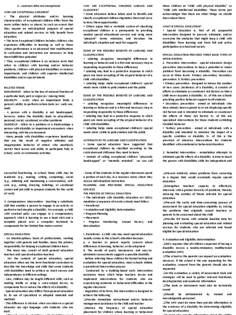 Understanding Exceptional Learners | PDF | Individualized Education ...