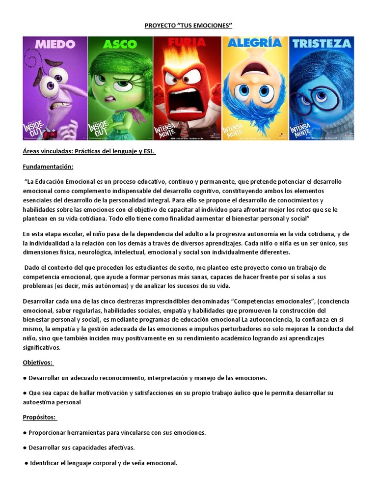 Proyecto Emociones | PDF | Las emociones | Aquisición de idioma