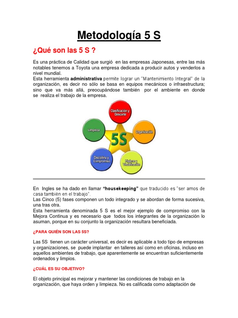 Metodología de las 5 S Japonesas | PDF | Calidad (comercial) | Economias