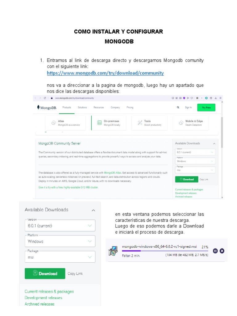 Guía de Instalación de MongoDB | PDF | Mongo Db | Programación