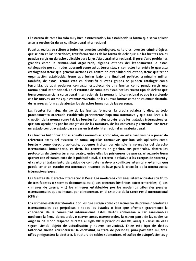 Análisis del Estatuto de Roma y su Impacto | PDF | Corte Criminal ...