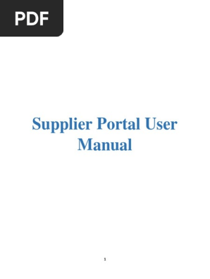 SUPPLIER PORTAL USER MANUAL