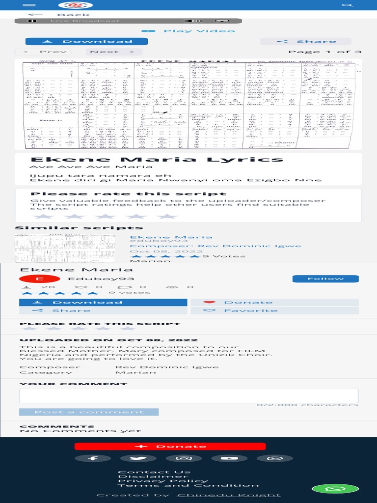 Ekene Maria Choir Script and Lyrics | PDF