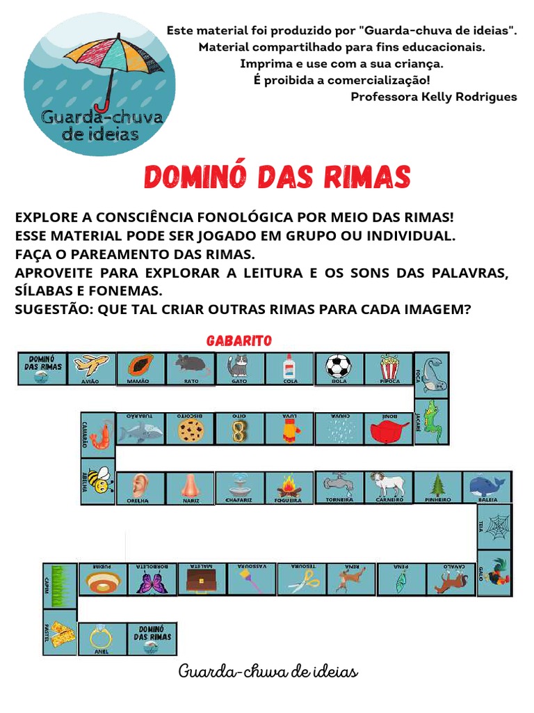Jogo Dominó Das Rimas | PDF