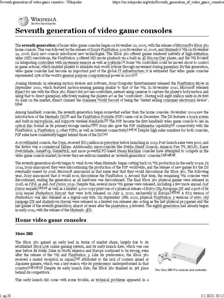 Seventh Generation of Video Game Consoles Wikipedia PDF Wii
