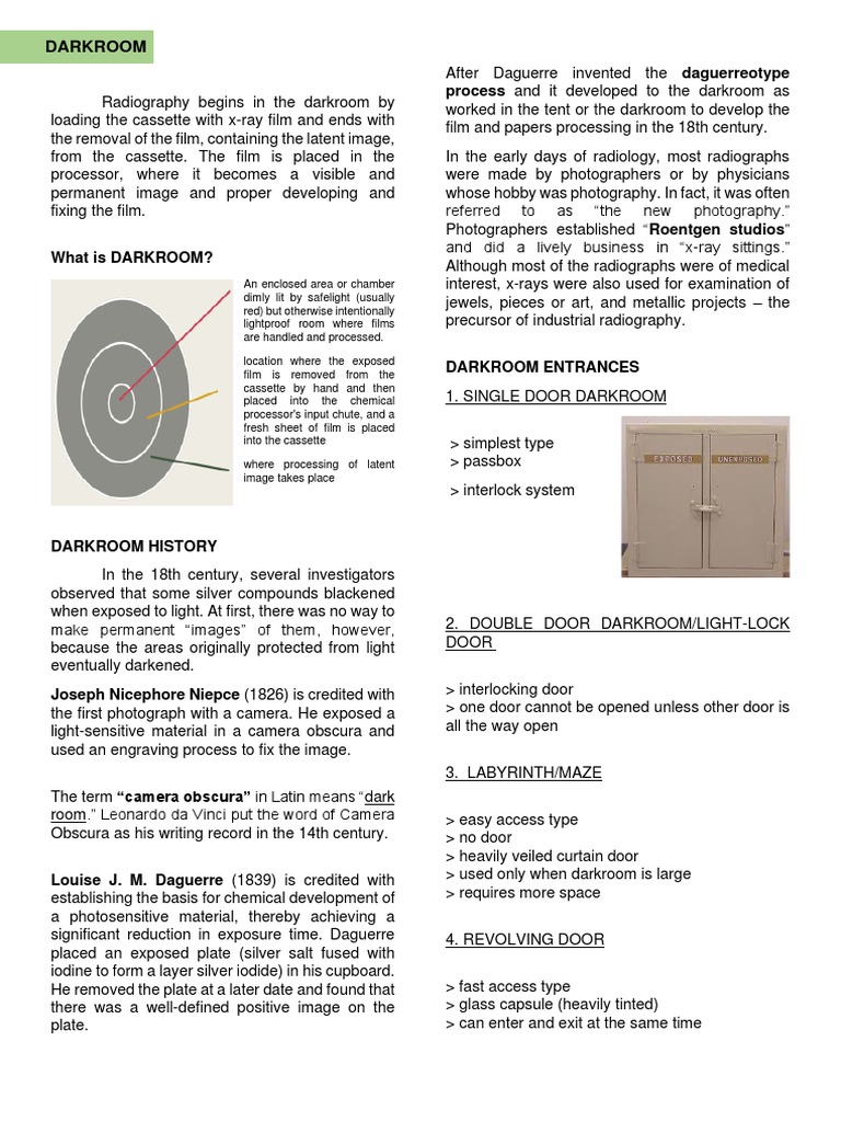 Darkroom Topic 1 PDF Radiography Camera
