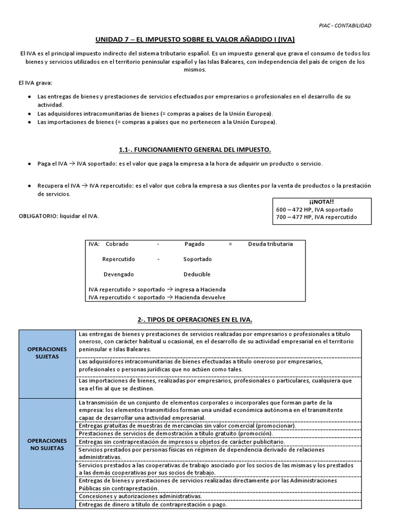 IVA del 7% en el sistema tributario español | PDF | Impuesto al valor ...