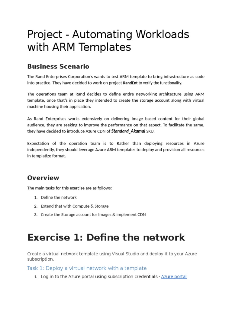Project - Automating Workloads With ARM Templates: Exercise 1: Define ...