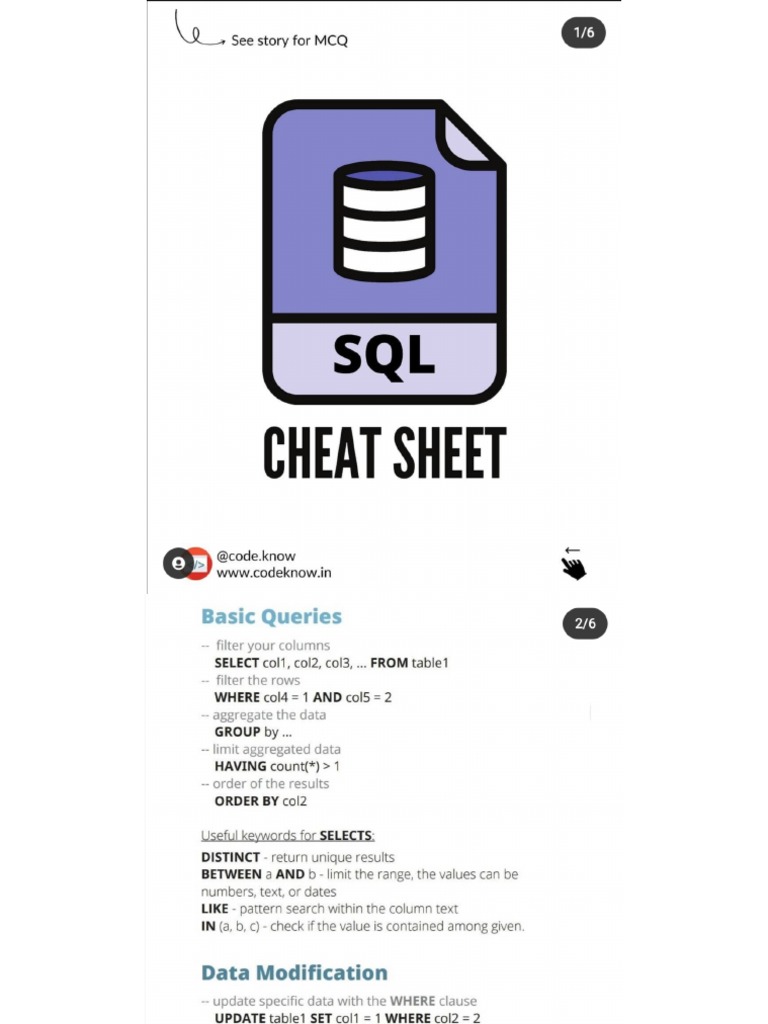 SQL Cheatsheet | PDF