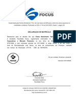 Declaração de Matrícula - MBA em Finanças Corporativas e Mercado Financeiro