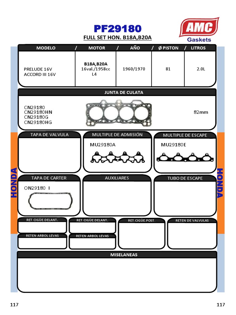 Catálogo de Piezas Honda Accord 2.3 | PDF | Vehículo de motor