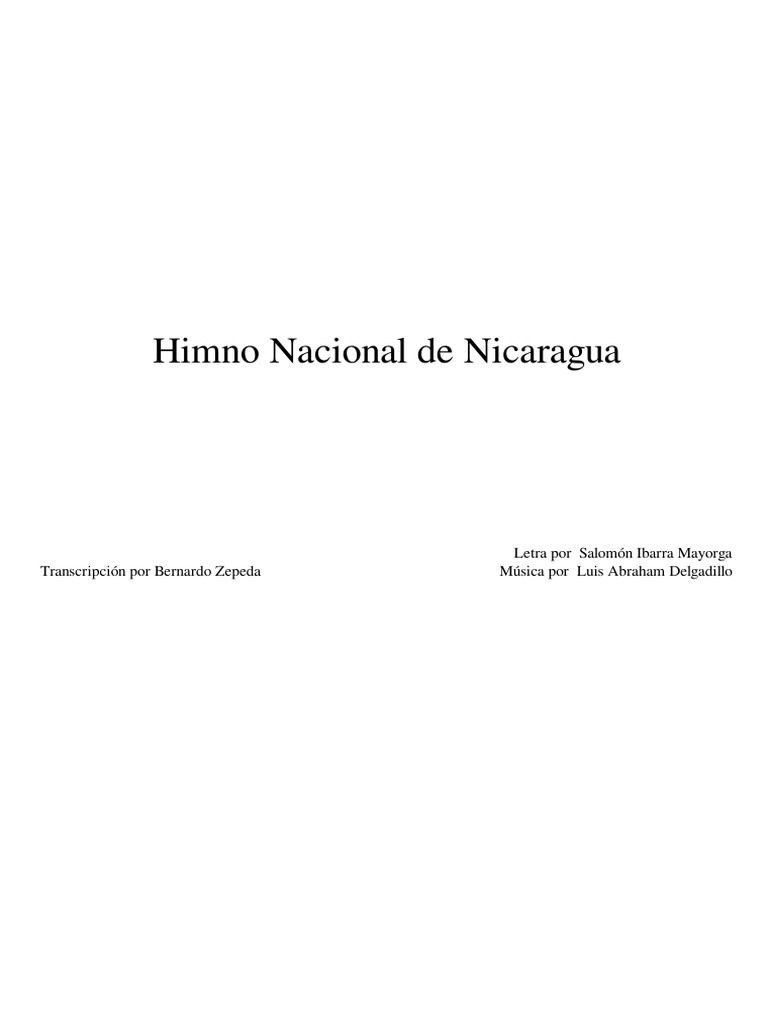 Himno Nacional de NicaraguaPartitura y Partes PDF