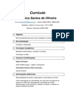 Currículo Estágio Relações Internacionais Jessica Oliveira