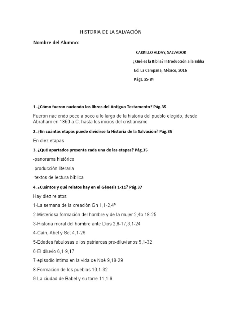 Historia de la Salvación en la Biblia | PDF | Libro del éxodo | Moisés
