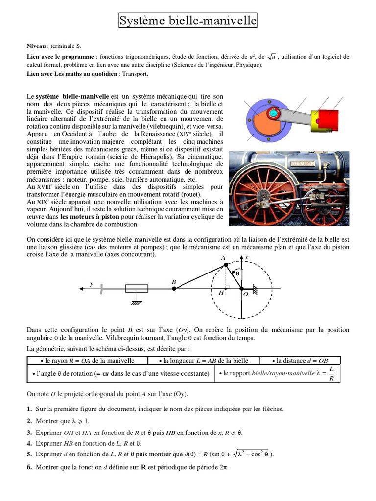 Schéma Plan Du Système Bielle Manivelle Avec Piston Dans L axe Systeme Bielle | PDF | Technologie des véhicules | Pièces de véhicule