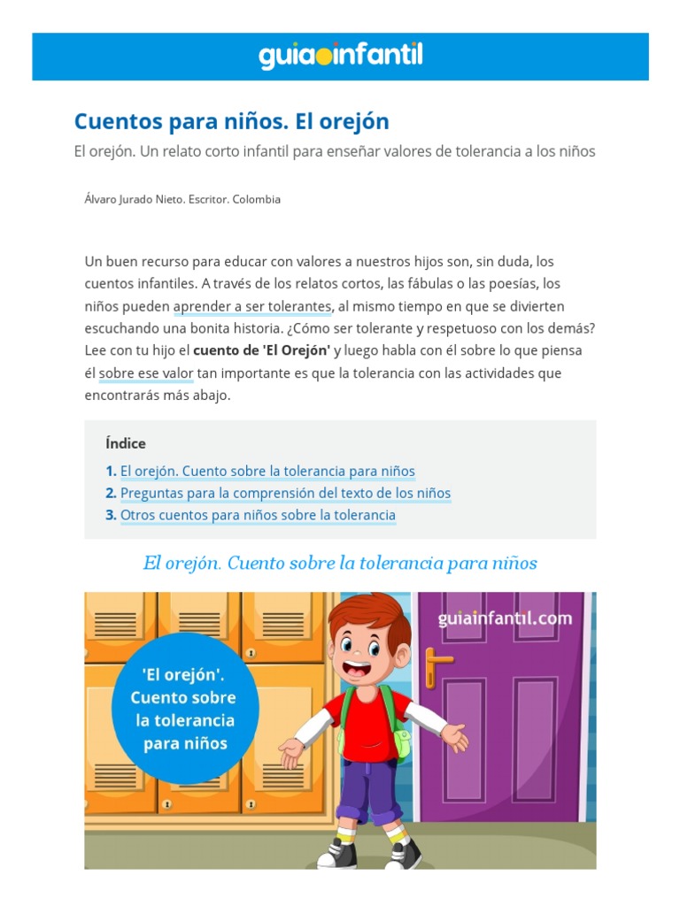 El Orejón: Cuento Infantil sobre Tolerancia | PDF | Tolerancia