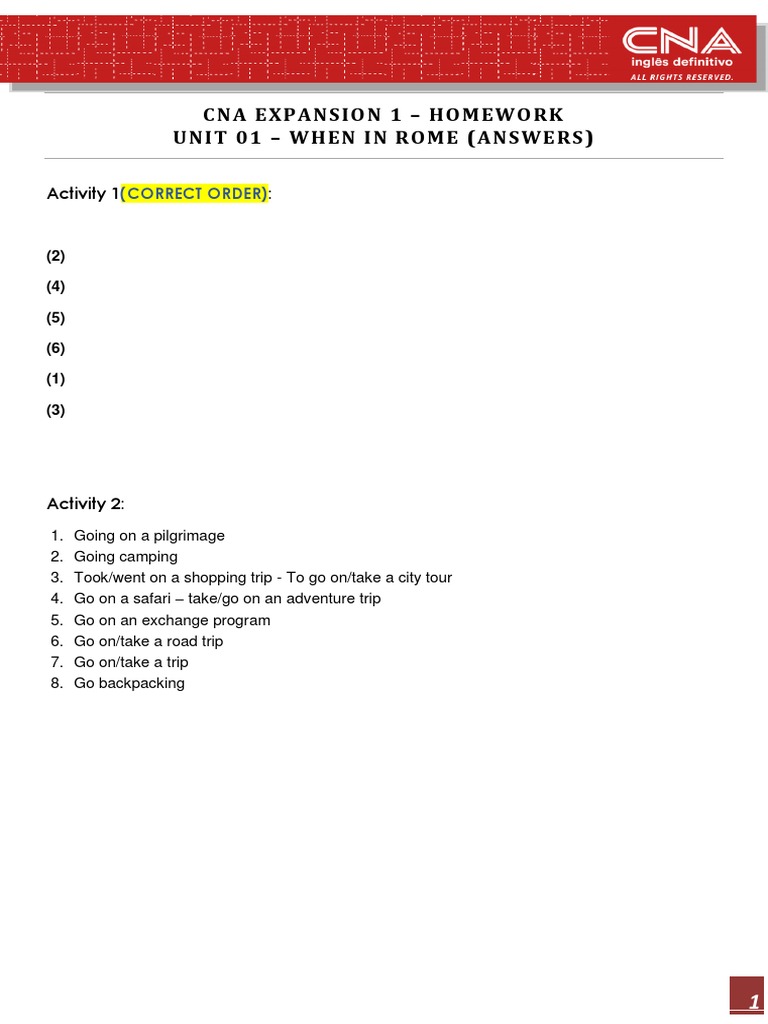 CNA Expansion 1 Unit 1 Homework Answers | PDF | Cooking, Food & Wine ...