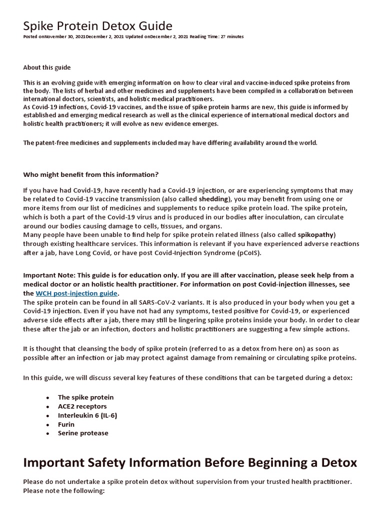 Spike Protein Detox Guide PDF