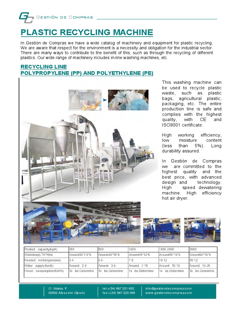 Plastic Recycling Machinery Solutions | PDF | Plastic | Recycling