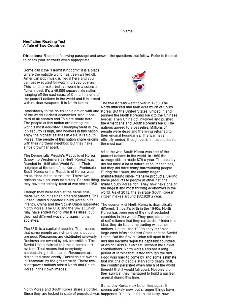 Open Korea+Reading+Comprehension | Download Free PDF | World Politics ...