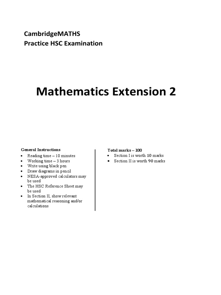 Cambridge ext 2 sample trials pdf complex number triangle